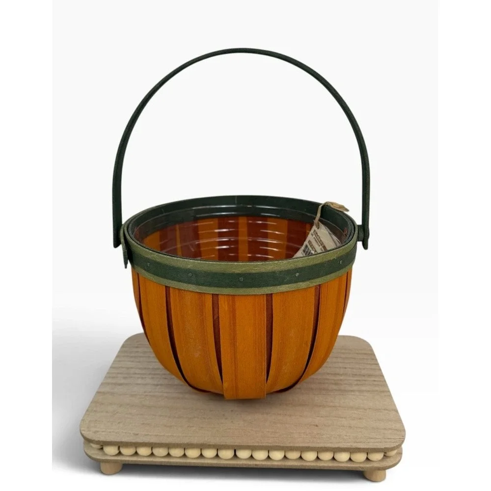 Longaberger 2013 Halloween Fall Orange Spice Pumpkin Splint Basket & Protector